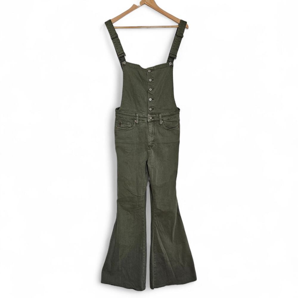 Judy Blue Womens Green Kelsey High Waist Tummy Control Retro Flare Overalls Sz M